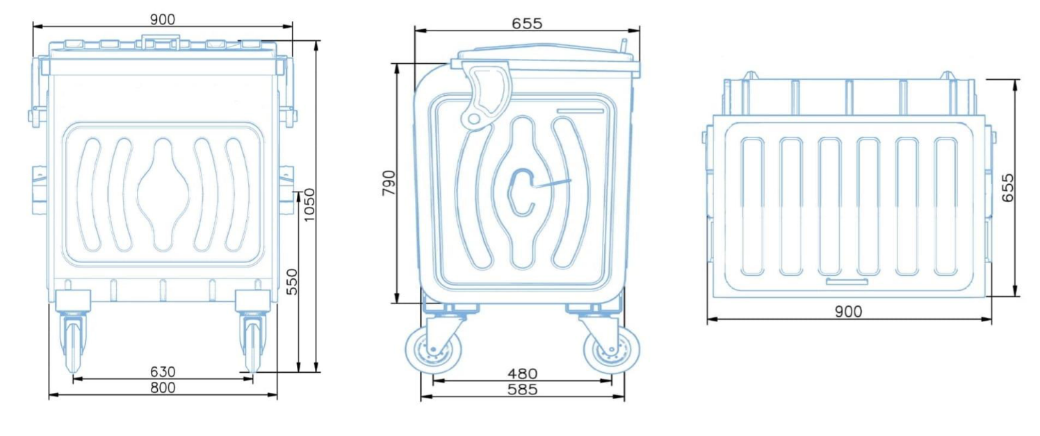 .UZEL 400 Litre Sıcak Daldırma Galvanizli Çöp Konteyneri - 1