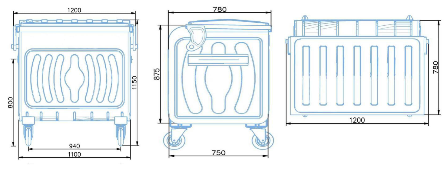 UZEL 770 Litre Galvaniz Çöp Konteyneri - 4