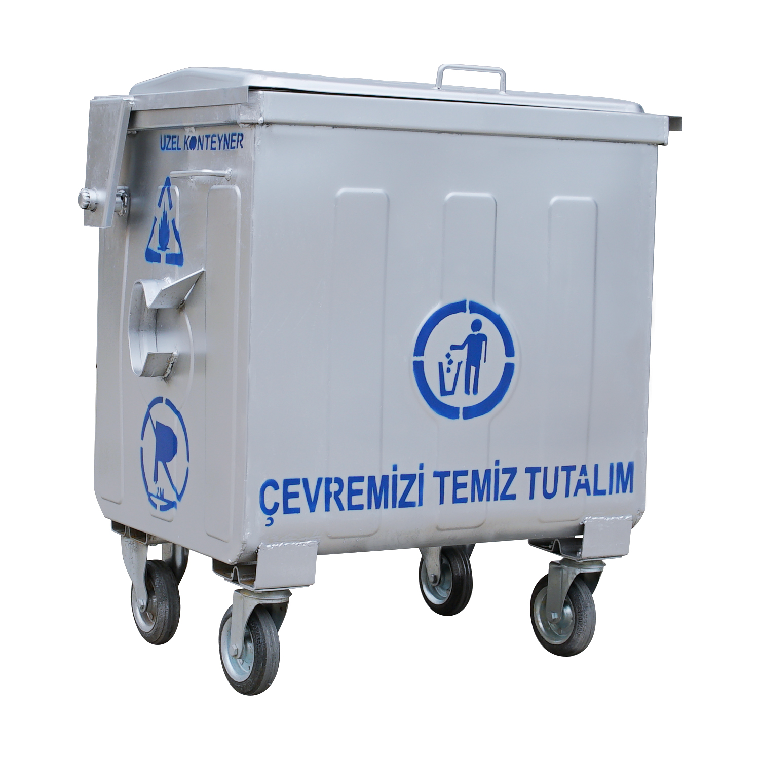 UZEL 400 Litre Galvaniz Çöp Konteyner - 3