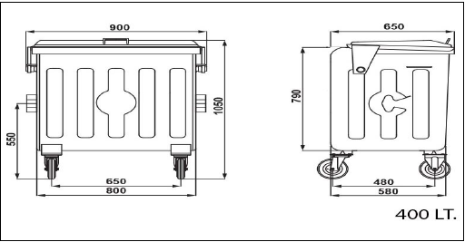 UZEL 400 Litre Galvaniz Çöp Konteyner - 10