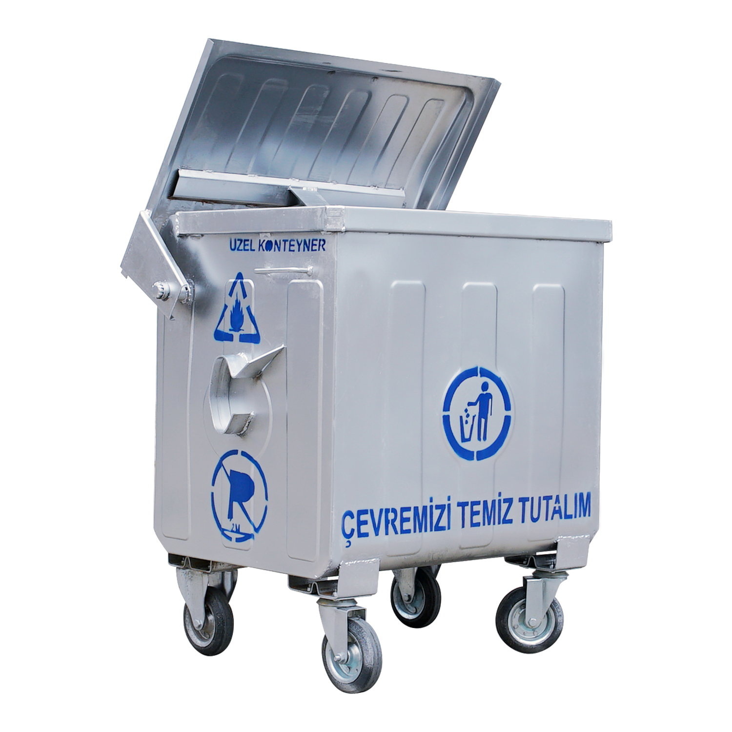 UZEL 400 Litre Galvaniz Çöp Konteyner - 7