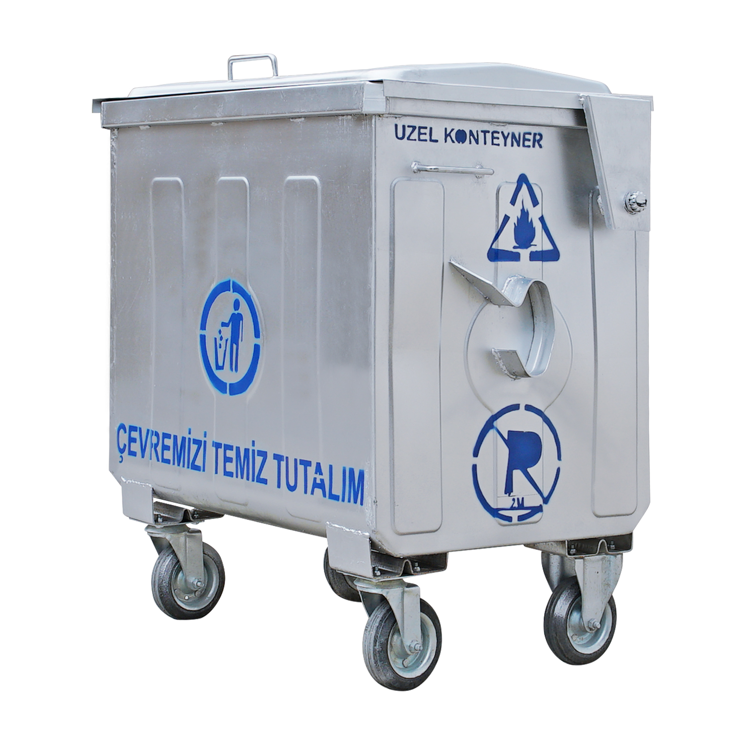 UZEL 400 Litre Galvaniz Çöp Konteyner - 9